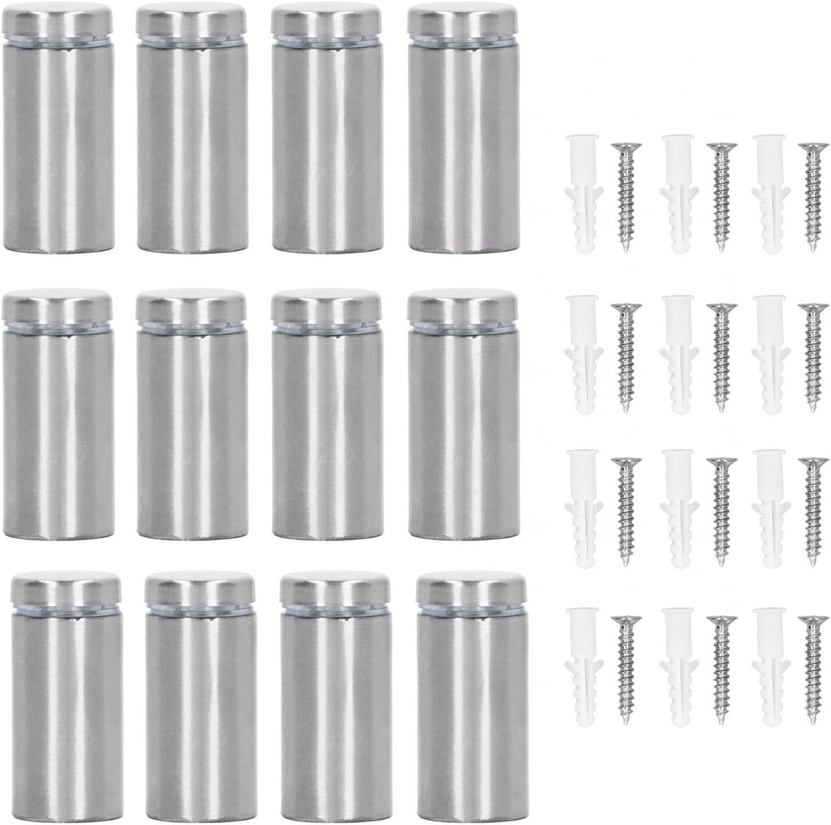 SnelShoppen - 12 Stuks Spacer Schroeven RVS Wandbevestiging Advertentie Nagel voor Acryl 19x40mm - Sterk en Duurzaam voor Langdurig Gebruik