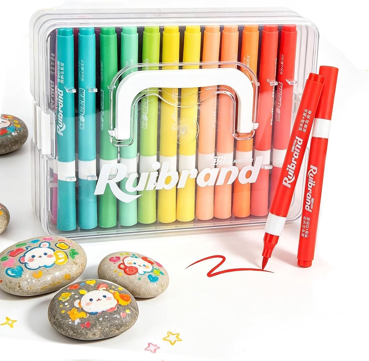 Acrylverfset - Multicolor - 36 Stuks - Acrylmarkers met Penseelpunt - Voor Creatieve Projecten op Diverse Oppervlakken