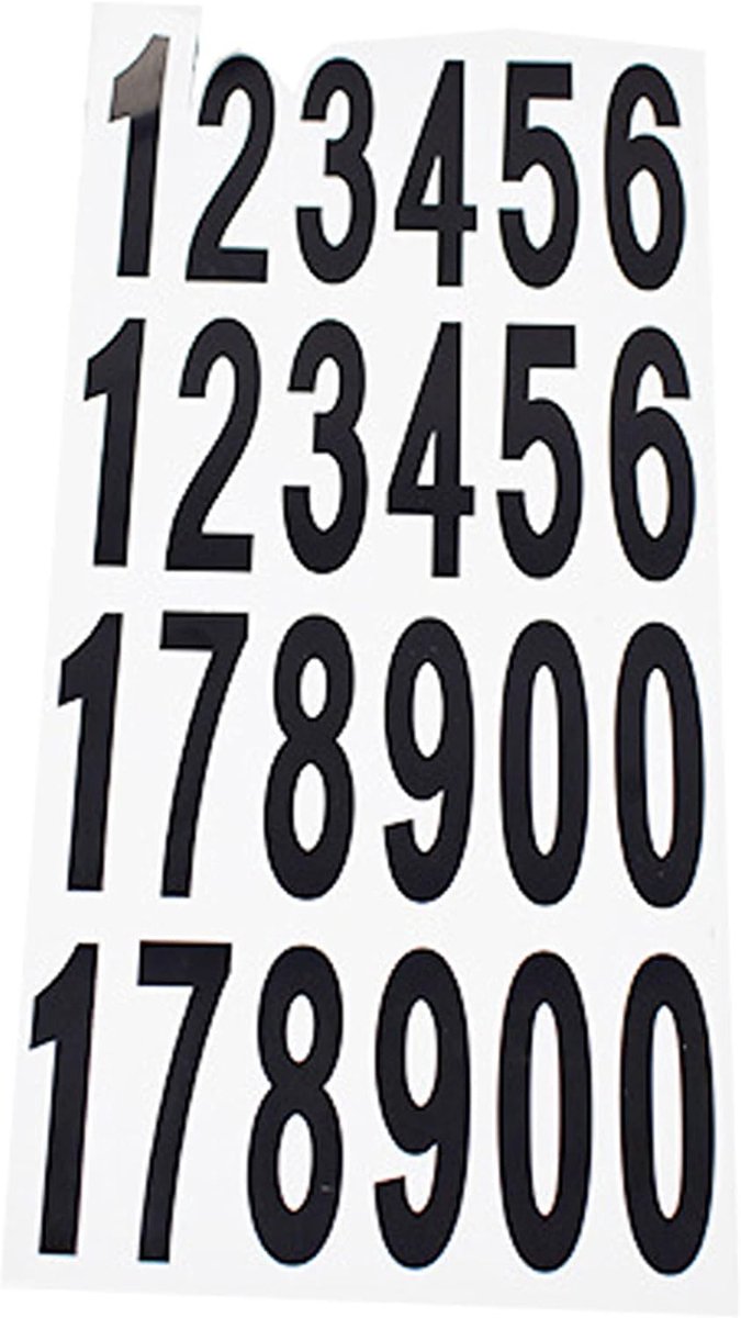 SnelShoppen - 10 Vellen Nummer Stickers 7.5 x 2.5 cm Waterdicht en Oliebestendig Huisnummer Stickers voor Ramen, Auto's en Afvalbakken