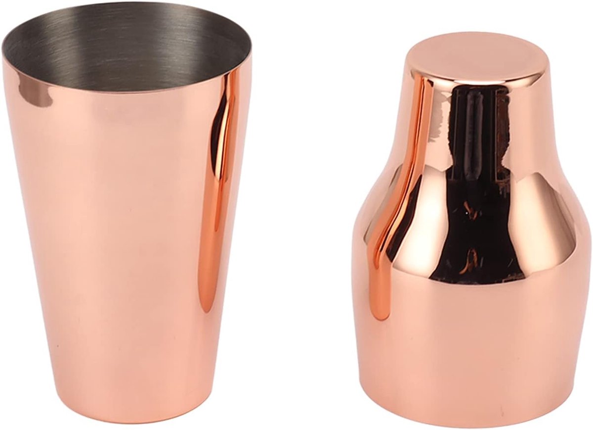 SnelShoppen - Roestvrijstalen Cocktailshaker 304 - Twee Delige Mixbeker - Drinkshaker voor Feest, Camping, Tuin en Barbecue - Roze Goud - Duurzaam en