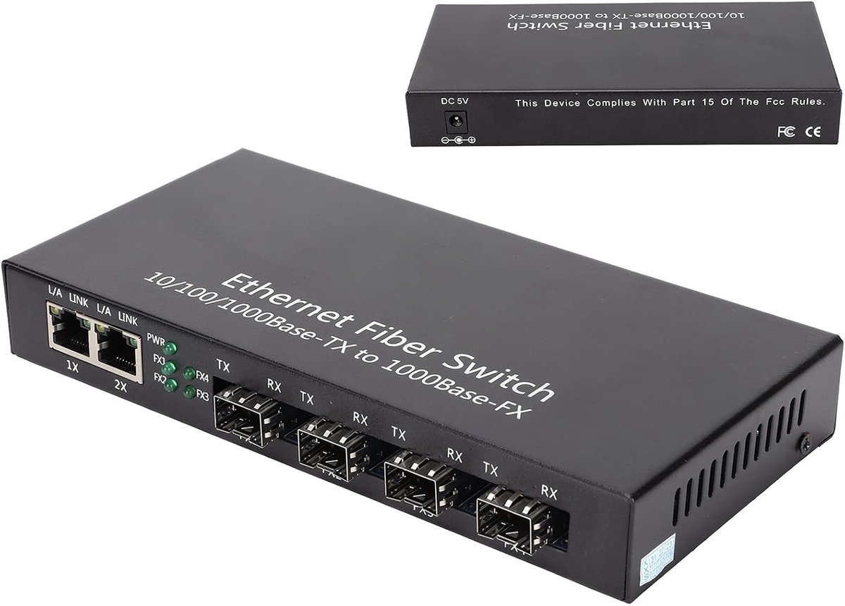 SnelShoppen - Fiber Switch Ethernet Media Converter RJ45 10/1000M 4 Fiber 2 Poorten Single Mode Dual Fiber - Voor Hoge Snelheid Netwerkverbindingen