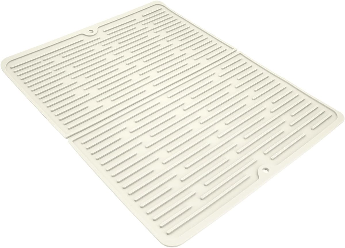 SnelShoppen - Silicone Afvoer Mat, 50 x 40cm Grote Afwasdrainer, Antislip Silicone Mat, Drainer Mat voor Gootsteen, Afwasmat met Druppelbak, Geschikt