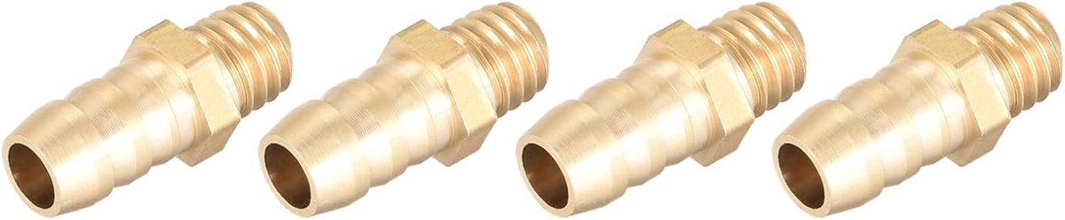 SnelShoppen - 4 Stuks Messing Slangverbinders (M6-1 Mannelijk x 6mm Plug) Voor Brandstof, Lucht, Water, Olie, Gas - Duurzaam en Veelzijdig