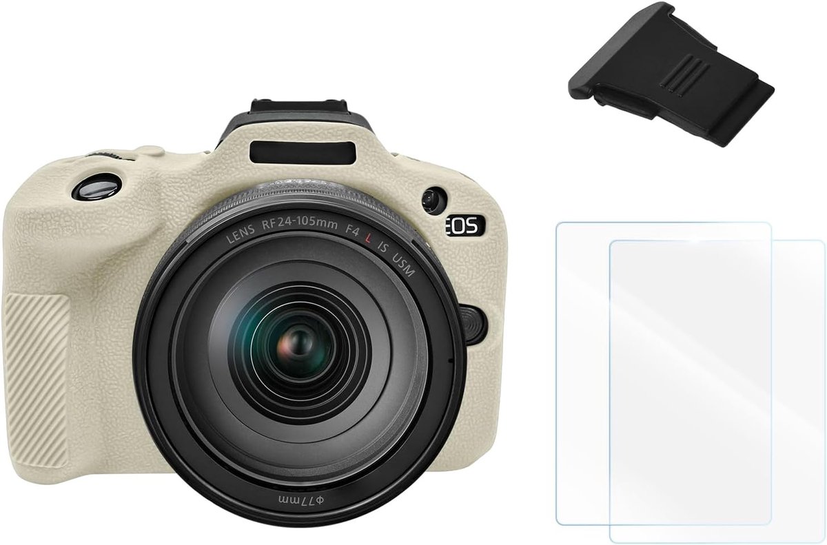 SnelShoppen - VOVMOEYA EOS R100 Silicone Beschermhoes voor Digitale Camera, Wit - Inclusief Schermbeschermers [2 Pack] en Hot Shoe Cover, Perfecte Pas