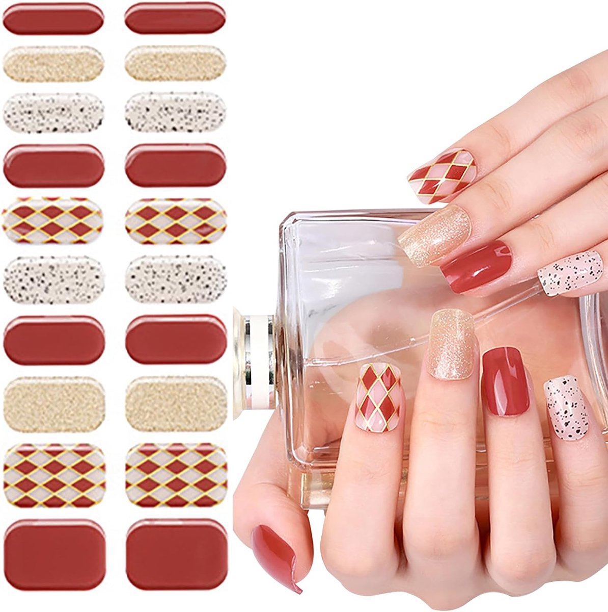 SnelShoppen - Joyeee Gel Nagel Stickers - Semi-Genezen Gel Nagelstrips - 20 Stuks Zelfklevende Volledige Nagel Wraps - Professionele Langdurige Nagelv