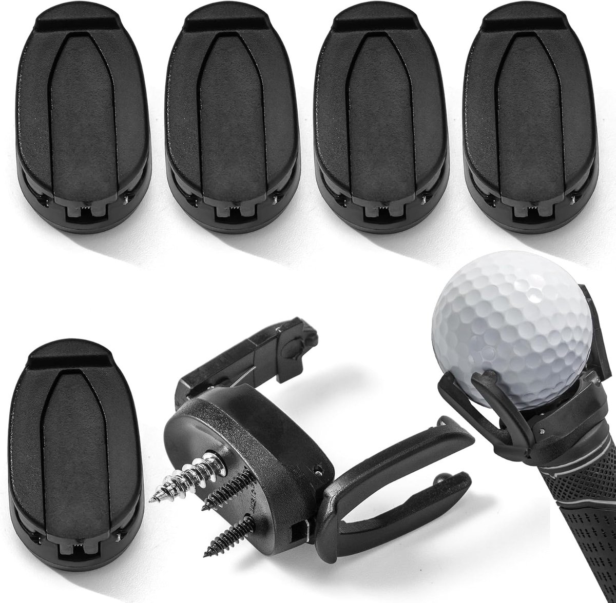 SnelShoppen - Vouwbare Plastic Golfbal Ophaalgrijper met Zuignap - Golfbal Picker Upper voor Putter Grip - Rugbesparende Tool voor Golfers - 6 Stuks