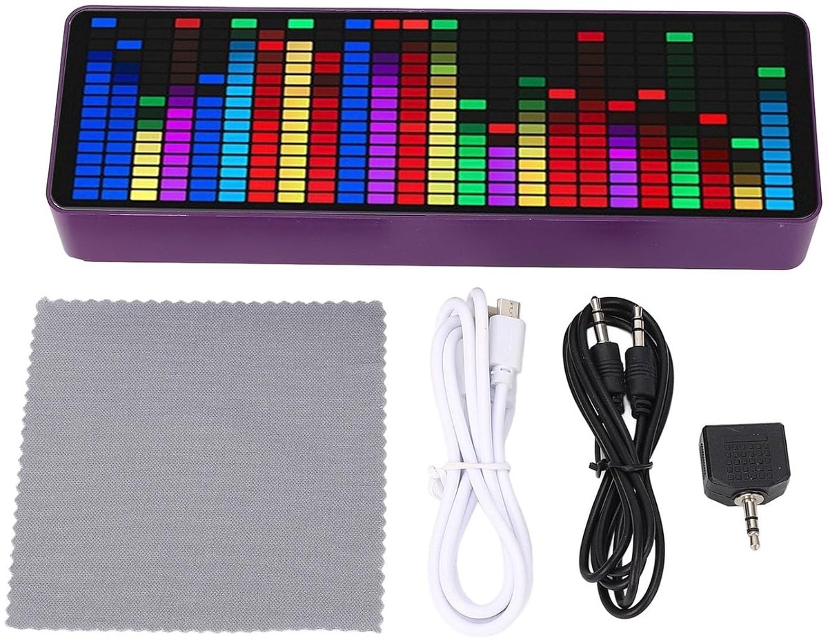 SnelShoppen - LED Geluidsniveau Meter met Muziek Spectrum Display, 384 LED 1624 Segment Ritme Licht, Level Voice Sensor Pickup Analyzer met Klok, 20 D