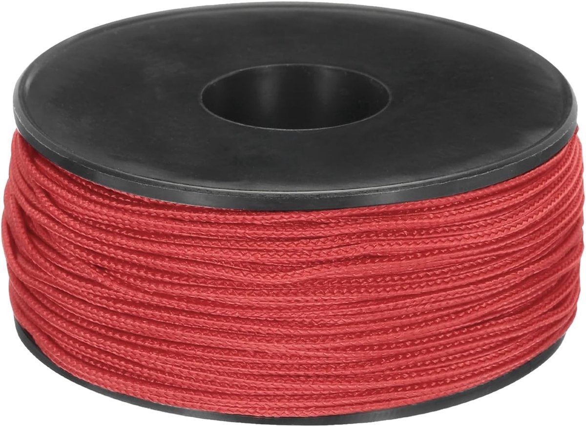 SnelShoppen - Micro Paracord 1,17mm x 50m Rope 100lbs Polyester Sterke Touw Spoel - Rood voor Hiking, Tent, DIY Projecten, Luggage en Sport