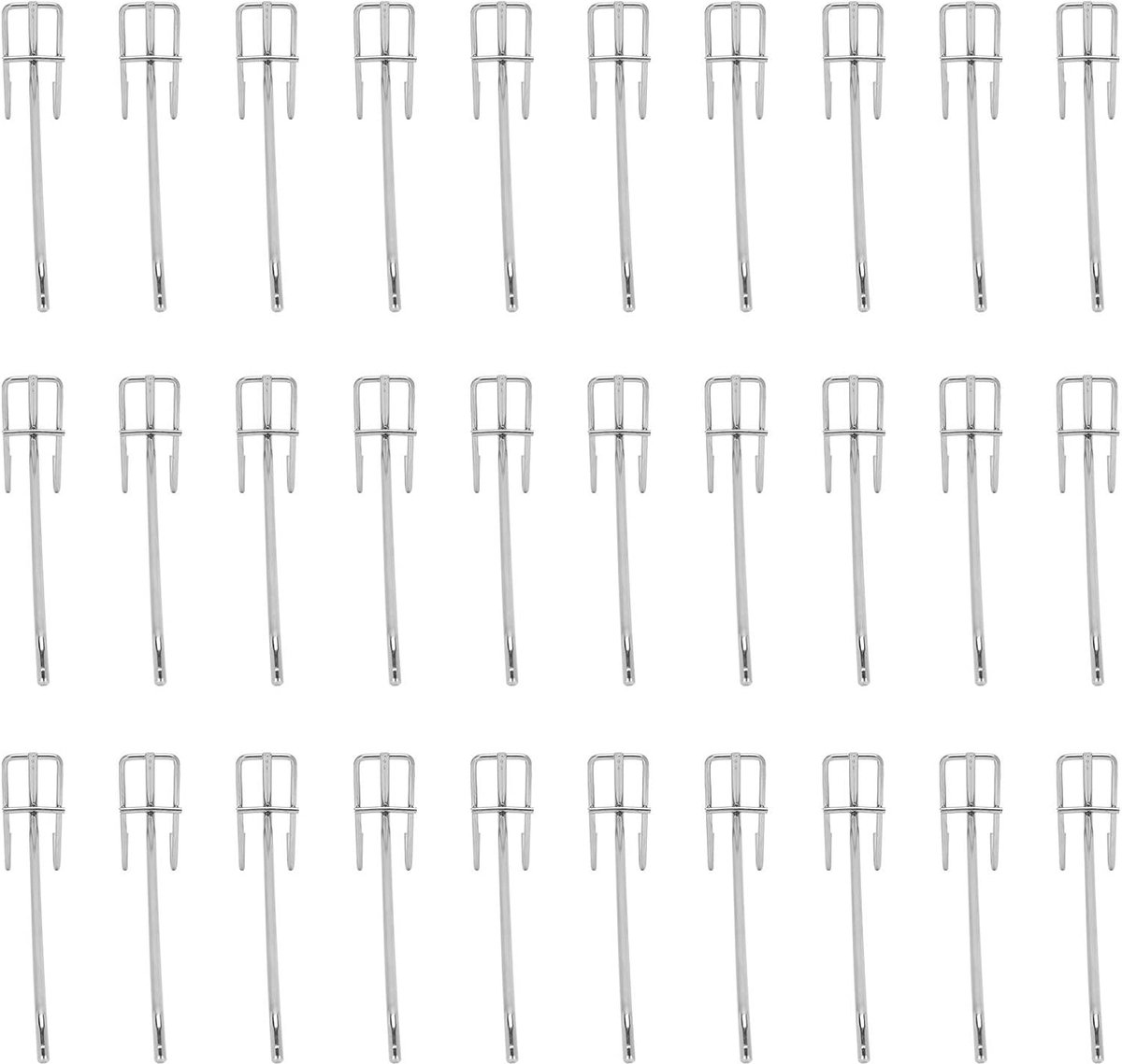 SnelShoppen - 30 Stuks Supermarkt Plank Haak Grid Wandbeugel Metalen Display Haak voor Sieraden en Gereedschap (20 cm Lang)