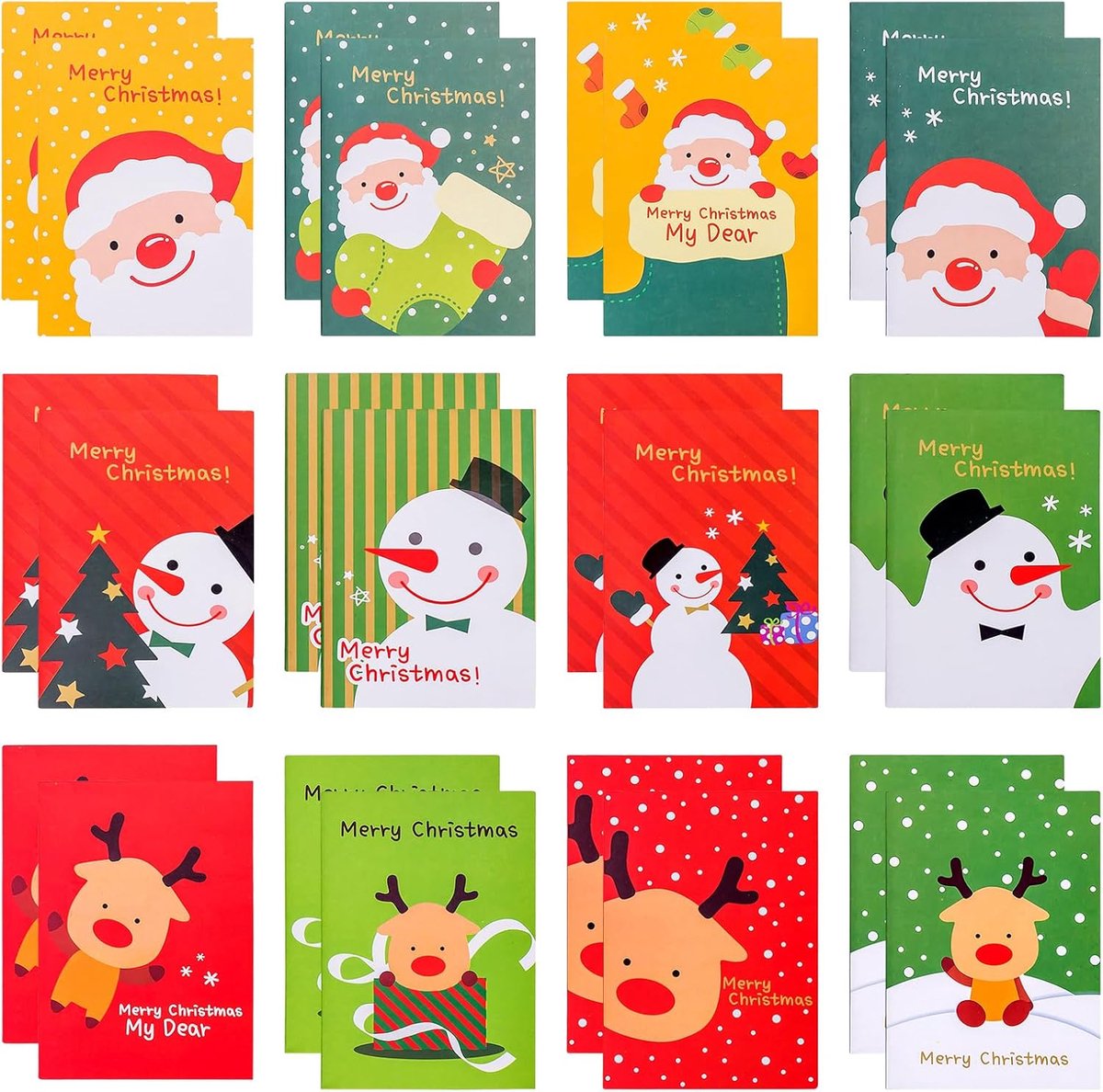 Mini notepad 24 stuks - kerstontwerpen - natuurlijk papier - ideaal voor notities - ShopVlot