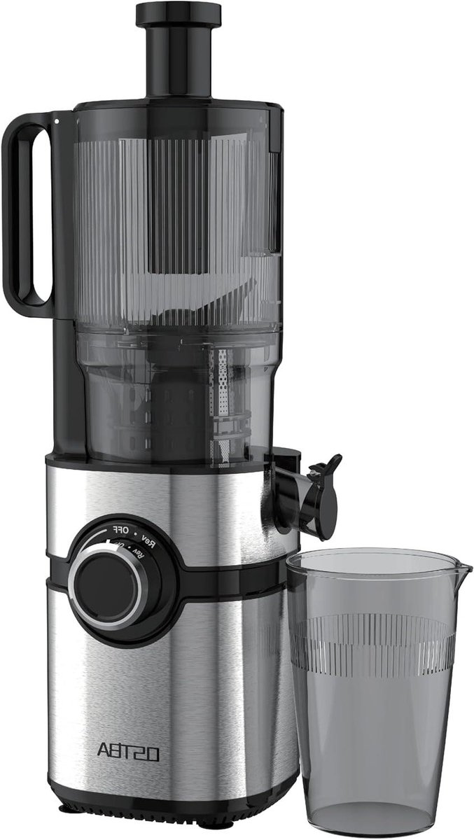 Slowjuicer - Koudpers sapmachine - Gezond sap maken - Brede invoertrechter - 1.3 Liter - Zwart