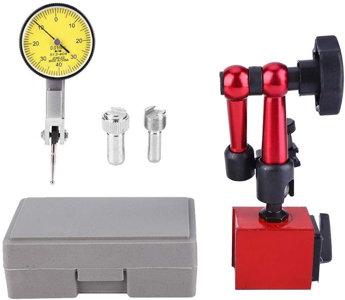 SnelShoppen - Dial Gauge met Magnetische Houder 0~0.8mm - Hoogprecisie Meetinstrument met Centraleslot - Duurzaam en Betrouwbaar - Voor Nauwkeurige Me
