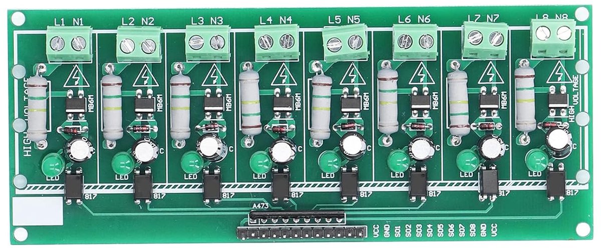 SnelShoppen - Optokoppeling Isolatiebord 8 Kanaal PLC Spanning Detectie Module 220V AC voor DIY Projecten