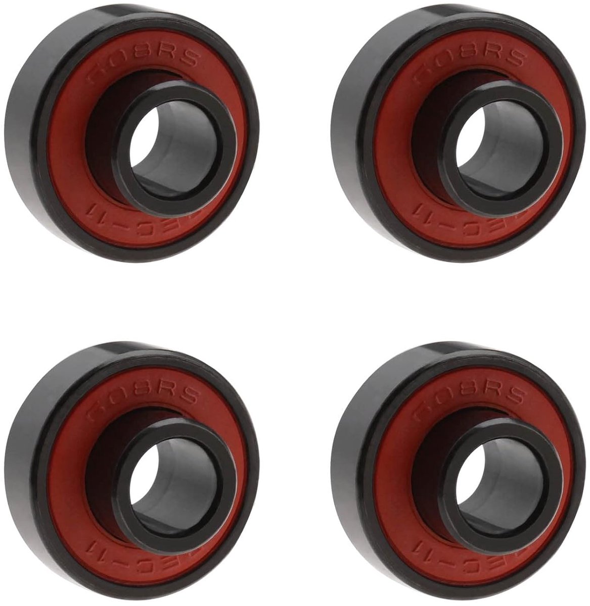SnelShoppen - 4 Stuks 608-2RS Geïntegreerde Lagers Hoge Snelheid Laag Geluid voor Skateboards Roller Skates 22mm Buitendiameter Rood
