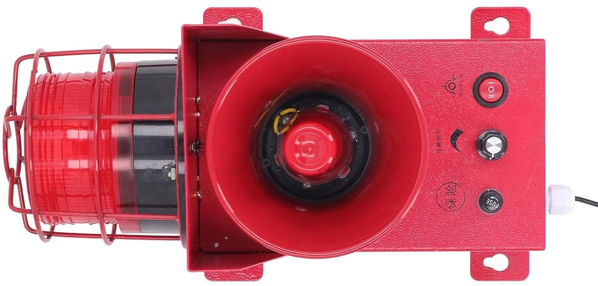 SnelShoppen - 130dB Industriële Sirene Alarm Waterdicht LED Stroboscoop Alarm met Verstelbaar Geluid voor Fabriek Werkplaats Bouwkraan DC12V