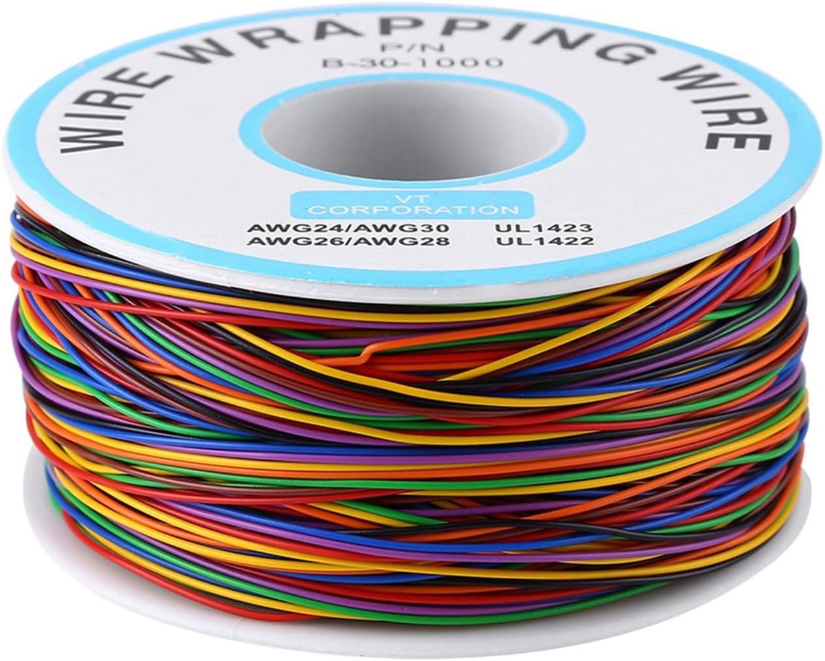 SnelShoppen - Betrouwbare Isolatie, 30 AWG, 8 Draad, Gesoldeerd Koper, Breadboard Jumperkabel, 280 Meter, Wonden Testkabel met Elektrische Plastic Spo