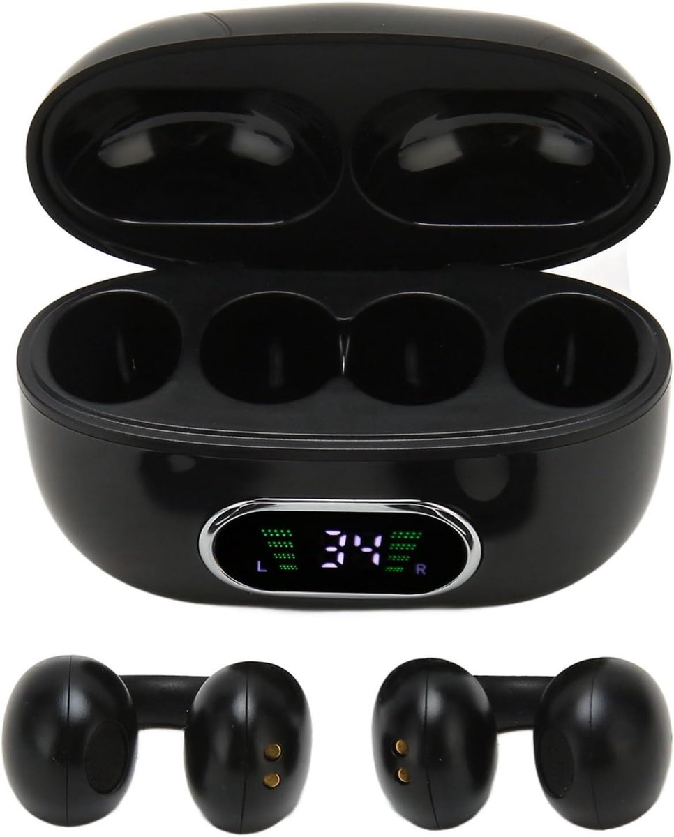 SnelShoppen - Vertaaloorstukjes 144 Talen, Stereo Clip-on Draadloze Oordopjes voor Vertaling met Oplaadcase, Geschikt voor IOS (Zwart)