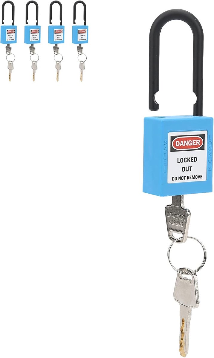 SnelShoppen - Lockout Tagout Kit 5 Delig Set, 38mm Nylon Duurzaam Stofdicht Isolerend Beveiligingsslot met 10 Sleutels (Blauw) voor Veiligheid en Prev