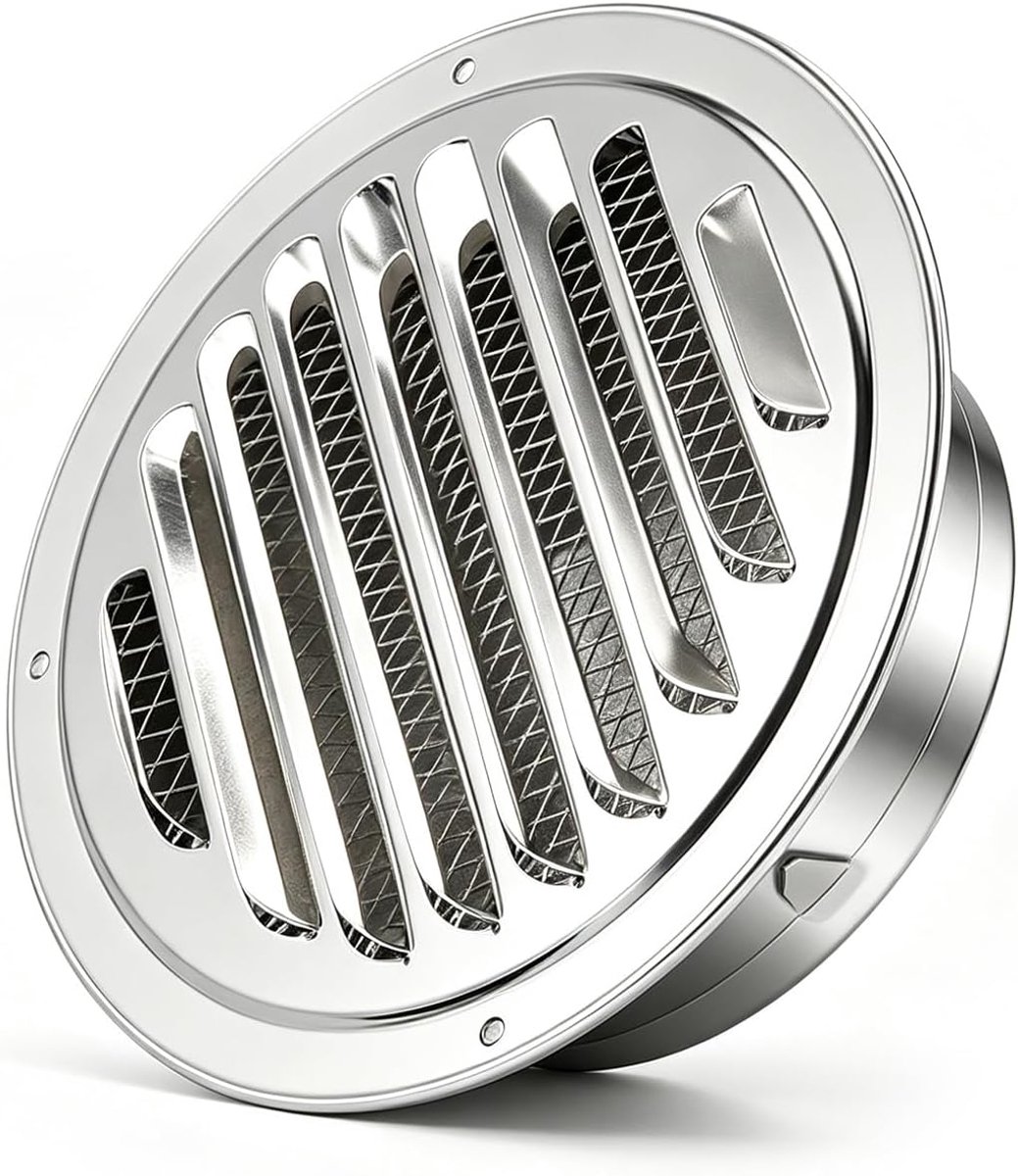SnelShoppen - RVS Ventilatieopeningen, Louvered Grate Cover Vlak Duct Ventilatie Wand Luchtuitlaat met Vliegenscherm Voor Thuis (100mm/3,9in)