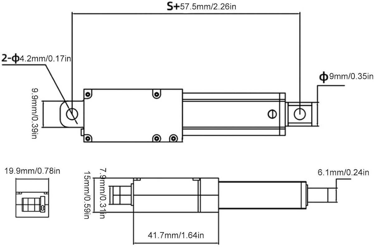 SnelShoppen - Elektrische Micro-Lineaire Aandrijving 0.59 Inch, 150 N/33.7 lbs, 12 V DC, Mini Motion Drive voor Handgrepen, Robuust Aluminium, Compact