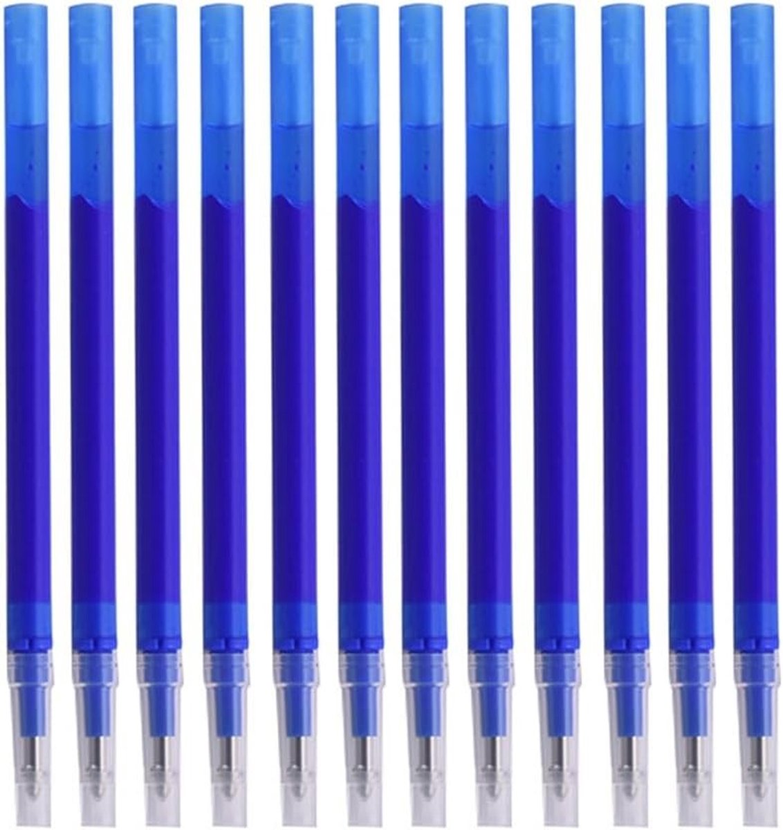 Navullingen voor uitwisbare pennen en gelpennen, 0,7 mm, 12 stuks, blauwe inkt, wrijvingsvrij en duurzaam schrijven voor school en kantoor
