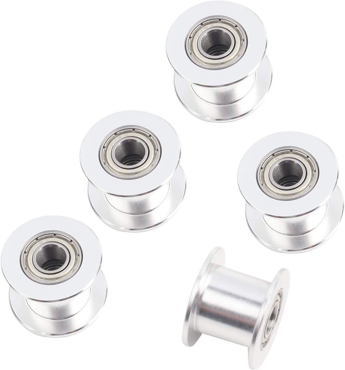 SnelShoppen - 5 Stuks Smooth GT2 Idler Pulley 20 Tanden 10mm Breed Timing Pulley Wielen voor 3D Printer - Aluminium Legering