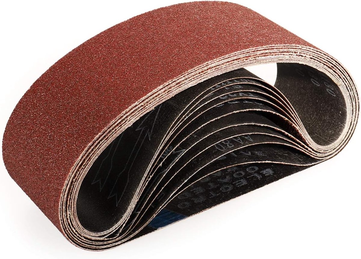 SnelShoppen - Schuurband 75x533mm Set van 10 Stuks Grit 60 voor Bandschuurmachine | Duurzaam Aluminiumoxide voor Efficiënte Voorbewerking en Verfverwi