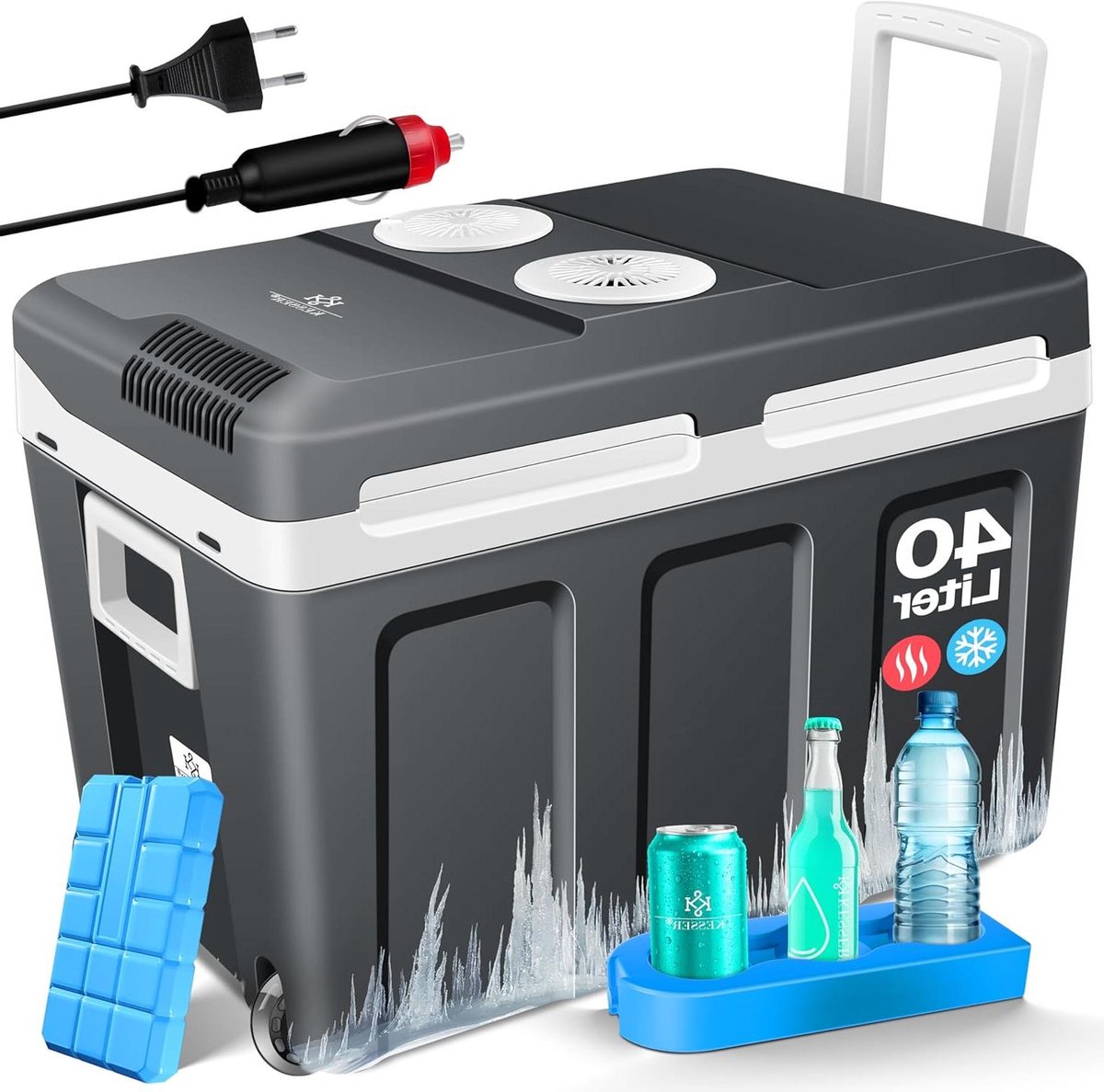 Koelbox met Wielen - Thermoelektrische koeler - Eten koel houden - Dual functie koelen verwarmen - 40 liter capaciteit - Antraciet