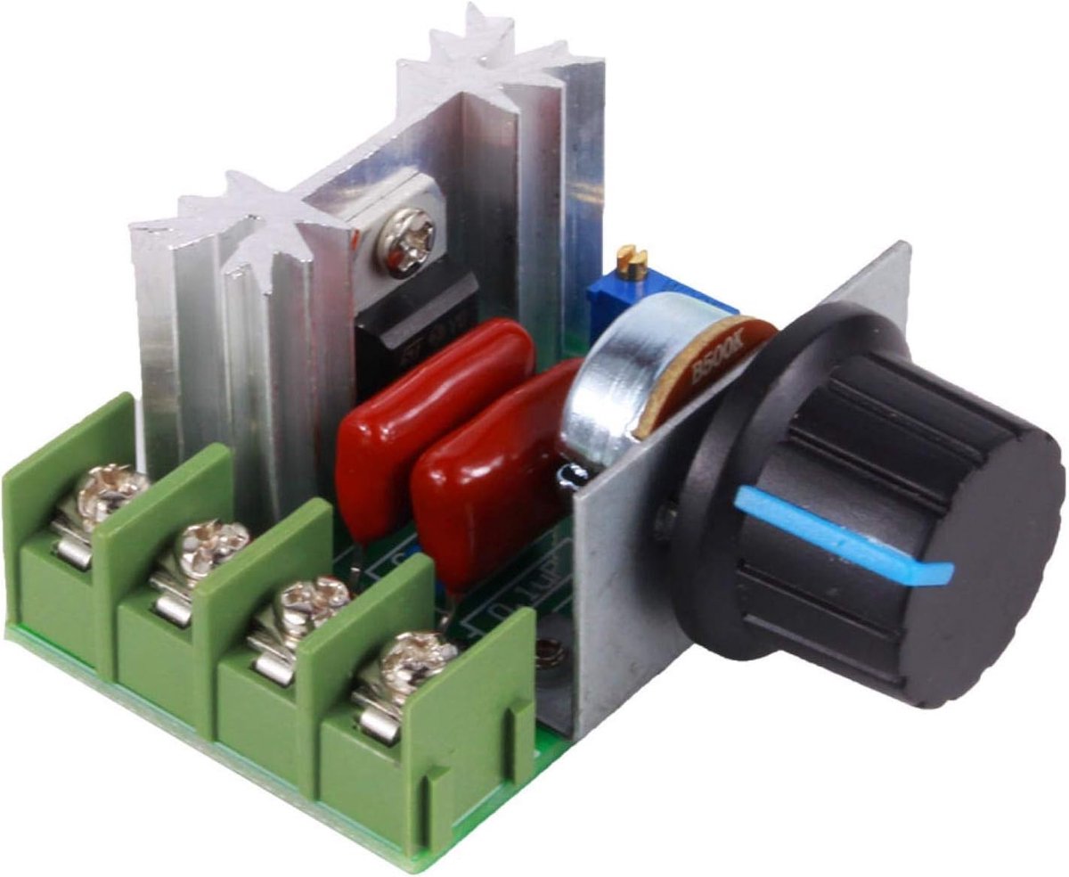 SnelShoppen - Tyenaza Snelheidsregelmodule 2000 W, Dimmer Schakelaar Instelbaar 50 - 220 V, 25 A, Spanningsregelaar voor Verwarming, Verlichting en Mo