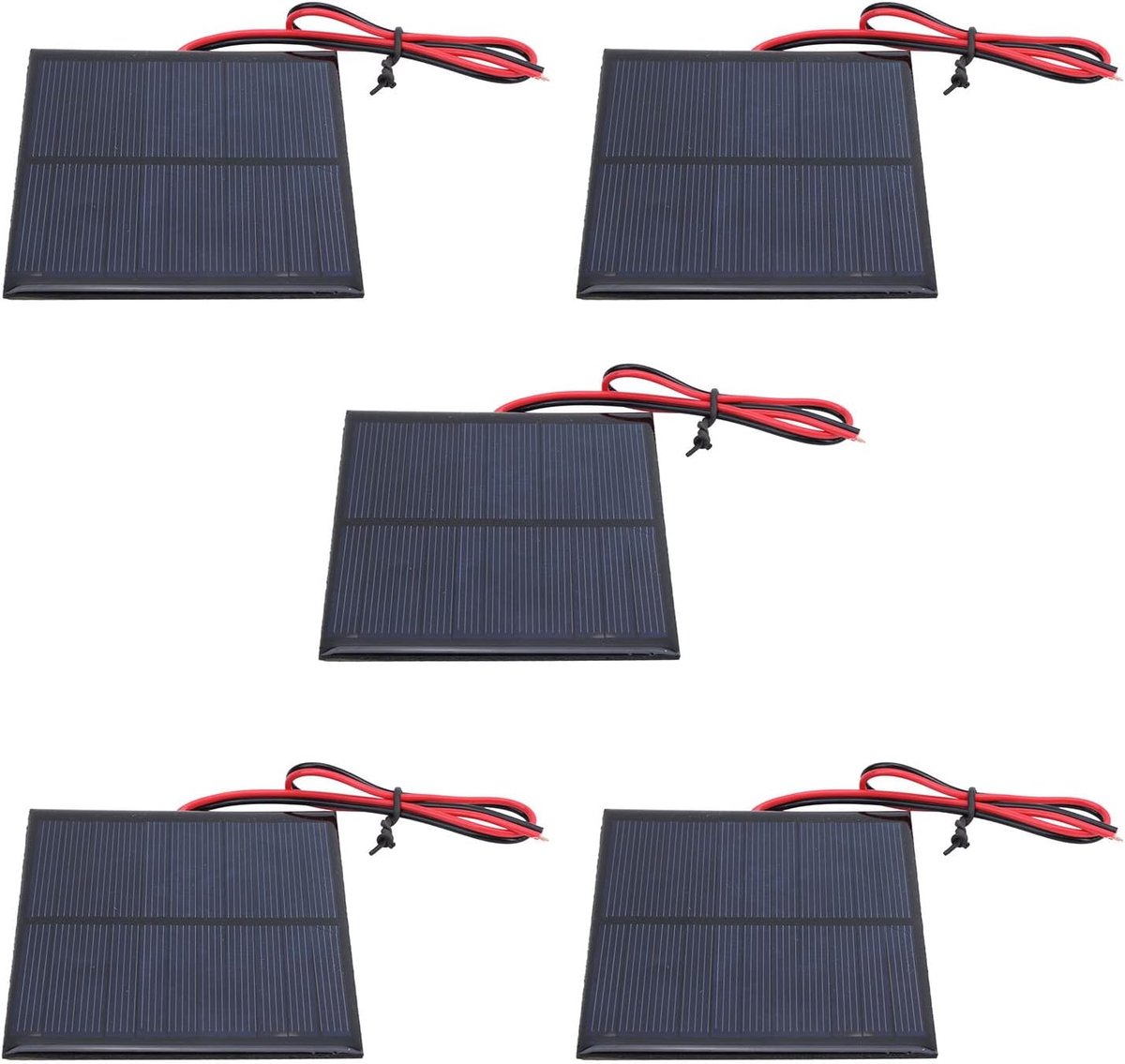SnelShoppen - 5Pcs Mini Zonnepaneel Energie Bord Zonnecel Solar Power Module + 30CM Rode en Zwarte Draad DC5.5V 160mA voor Tuin, Camping en Mobiele Op