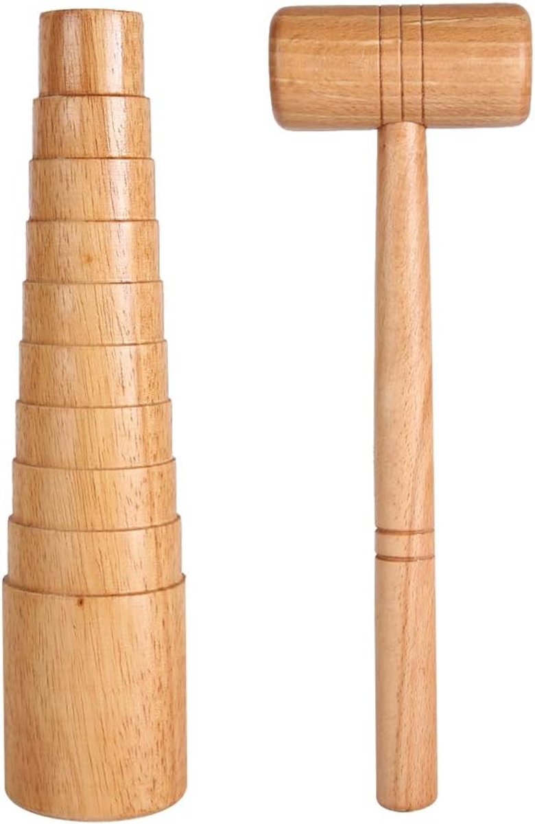 SnelShoppen - Mandrel Sizer Hamer Set, 2-delige Houten Mandrel Sizer Gereedschap voor Sieraden Maken, Bangle Maat Hamer Tool Set voor Armbanden