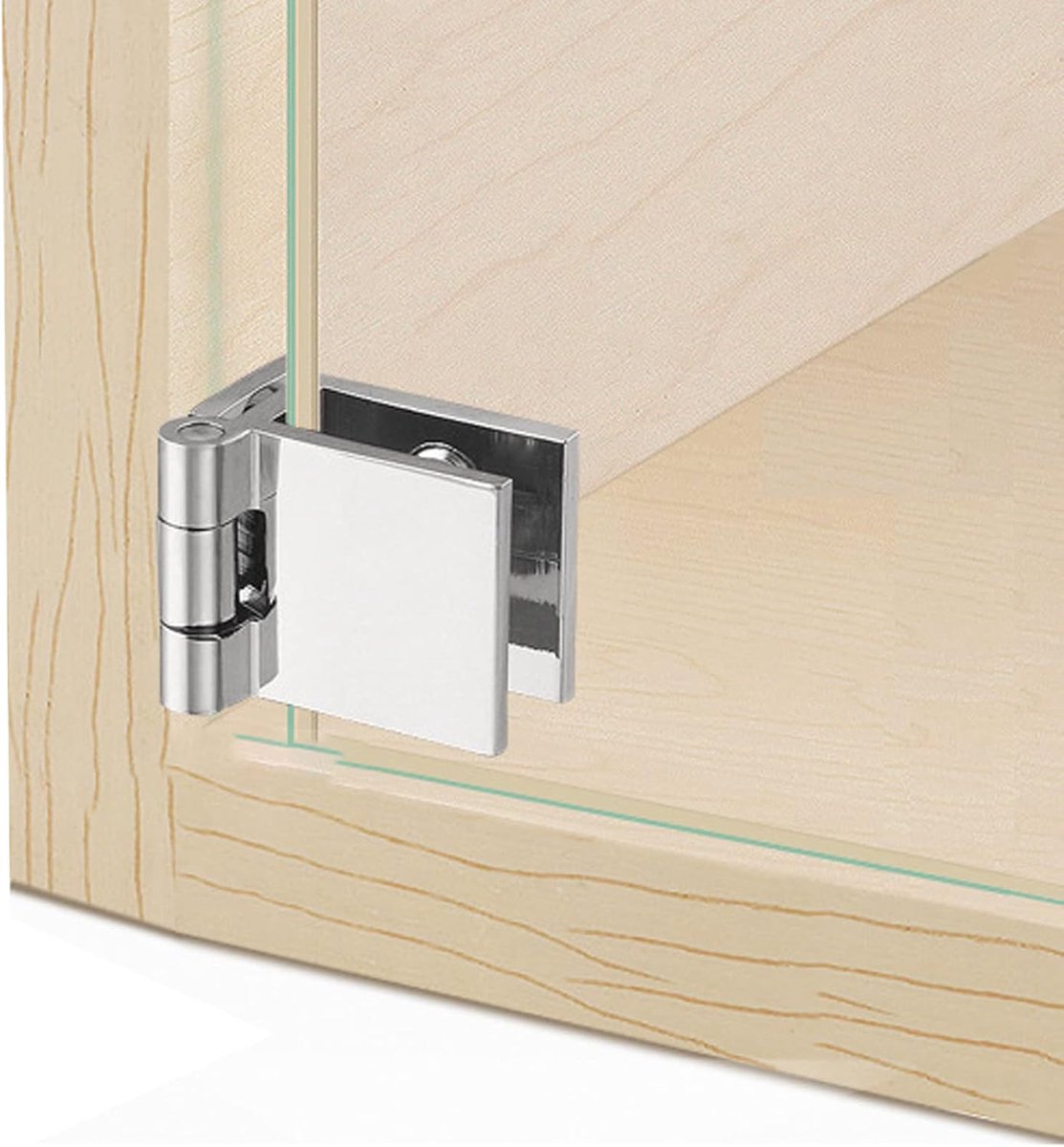 SnelShoppen - 4 Stuks Meubelhengsels voor Glazen Deuren, Hinge Klem voor Glazen Deur, Glazen Deur Clip, Geschikt voor Vitrinekast, Openen en Sluiten v