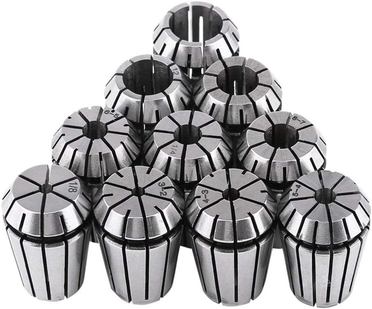 SnelShoppen - 10Pcs/Set ER20 Collet Set van Springstaal voor CNC Frezen, Graveren en Draaien - 3mm, 4mm, 5mm, 6mm, 1/4", 8mm, 10mm, 0.4mm - Precisie G