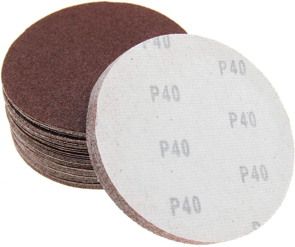 SnelShoppen - Set van 50 Stuks 125mm Ronde Schuurdisc Cirkel Schuurpapier met 5 Verschillende Korrelgroottes, Aluminium Oxide, Geen Klittenband, Voor