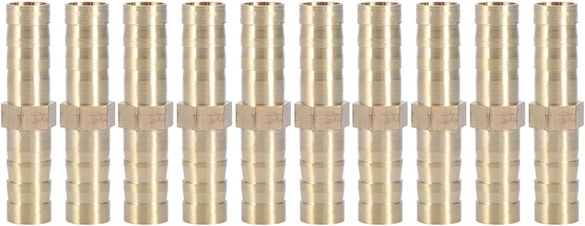 SnelShoppen - 8mm Messing Tuinslang Koppeling Recht 2-Weg Verbinder met Steekdraden - Duurzaam & Roestvrij - Perfect voor Tuin, Camping en Klussen