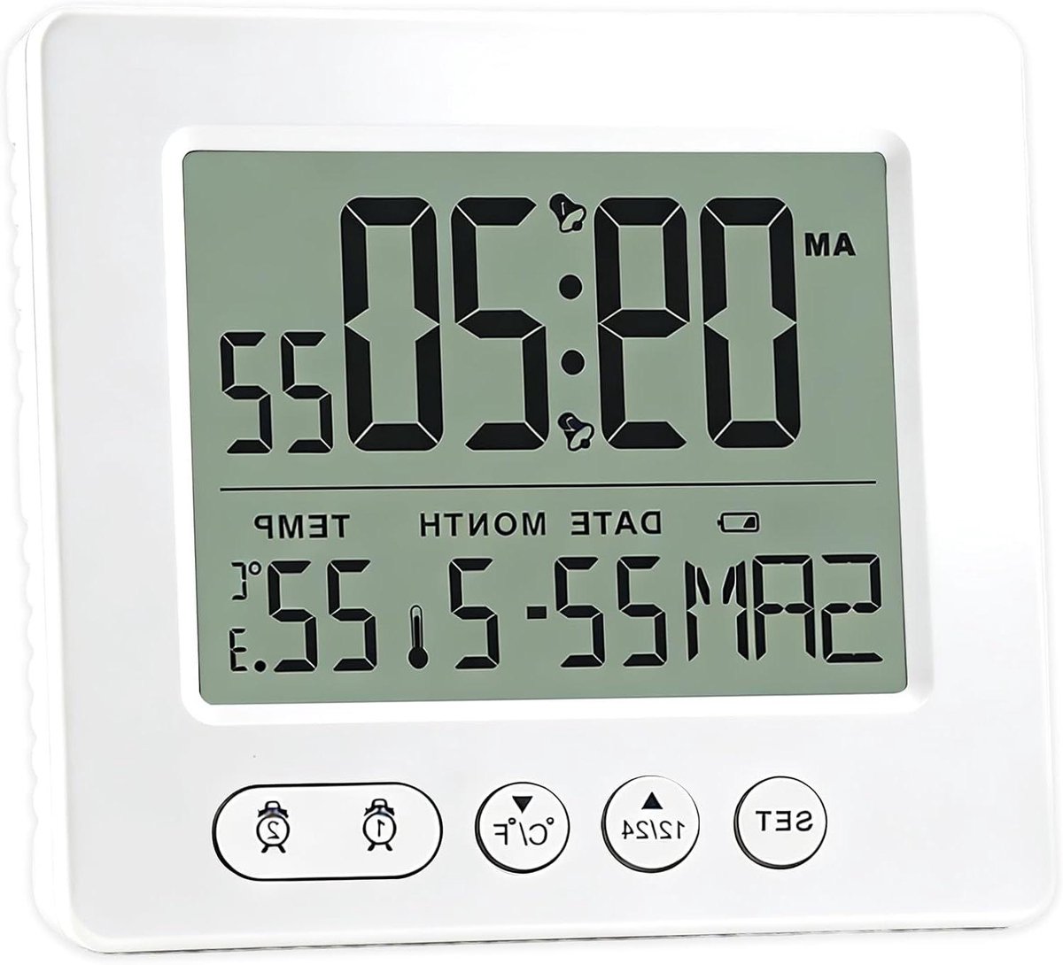 Digitale Wekker - Tafelklok Radio - Nauwkeurig Tijd Houden - Automatische Tijd Kalibratie - 9 cm Scherm - Wit