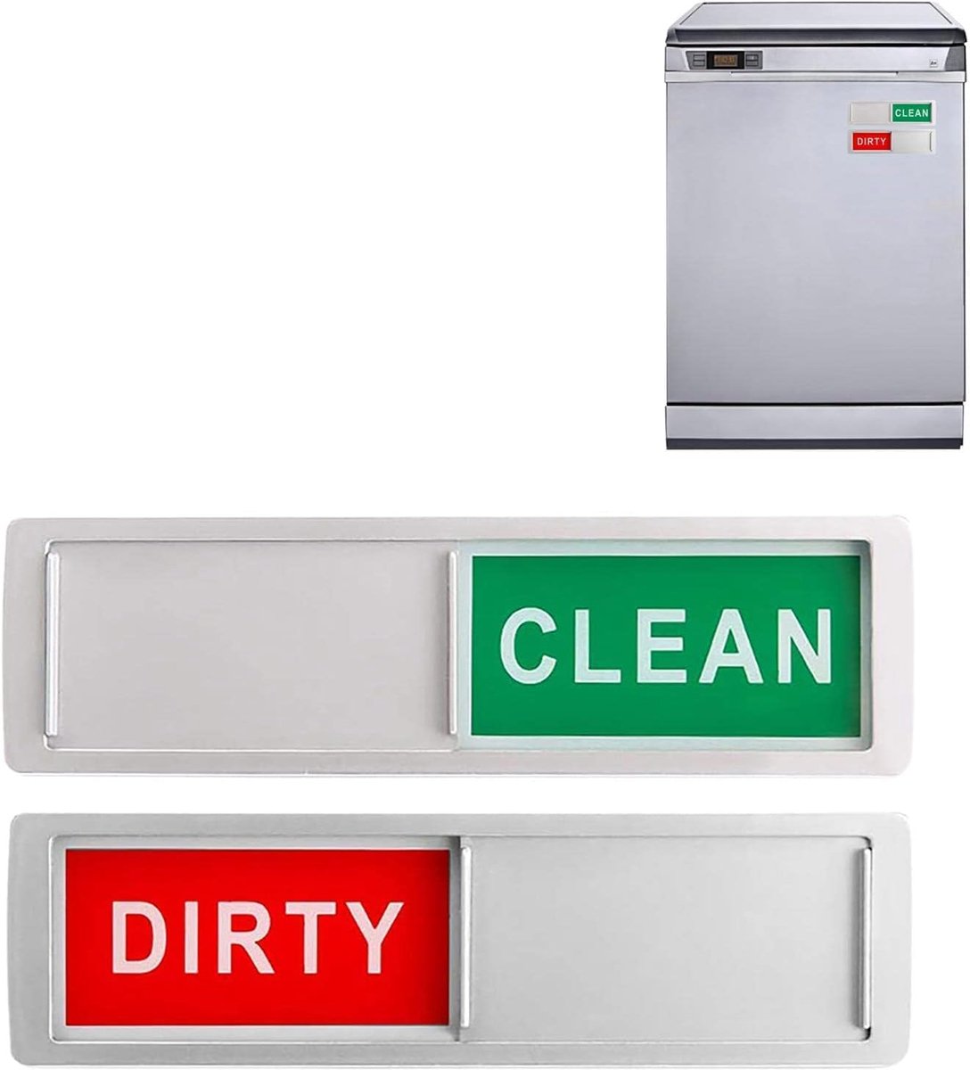 SnelShoppen - Kiuiom Vaatwasser Magnet, Schoon/Vuil Indicator, Keuken Accessoire, Magnetisch, Rood, Groen, Zilver, Trendy Design voor Orde in de Keuke