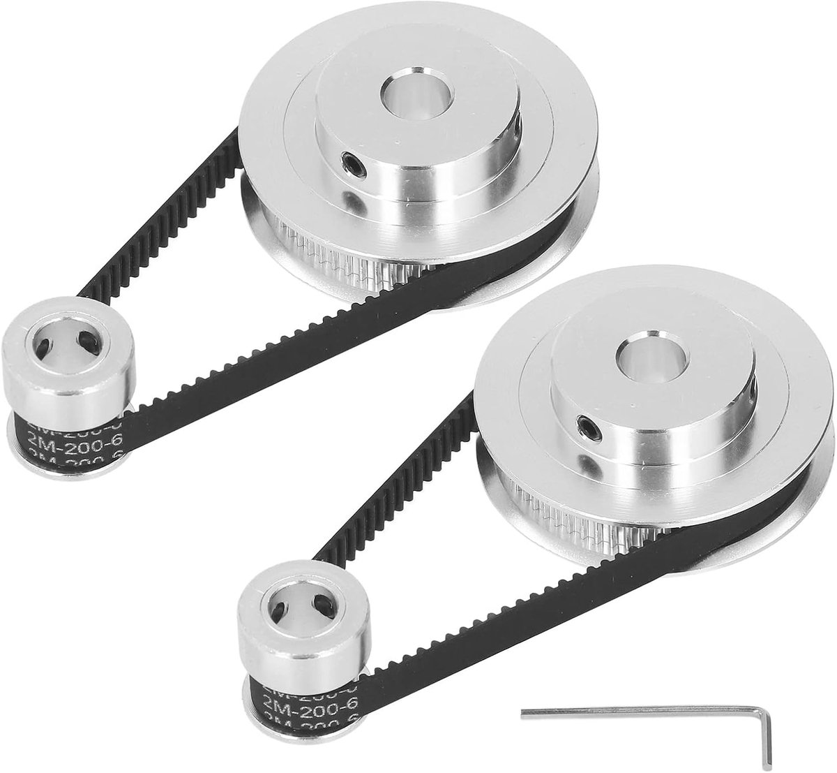 SnelShoppen - 2 Pack Synchronisatie Wielen - 20T 60T Elastische Gesloten Timingriem, Aluminium Timingriem Schijf, 200mm Lengte, 6mm Breed (8mm/0.31inc