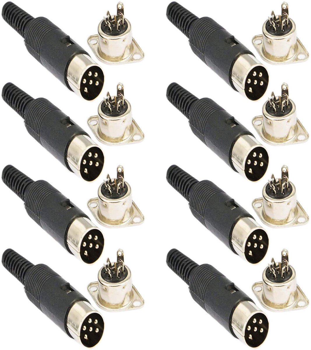 SnelShoppen - 16 Stuks DIN Voedingssocket, Soldeerconnector, 6 Polen Stekker voor Paneelmontage Audio AV Kabelconnector Luidspreker (Zwart)