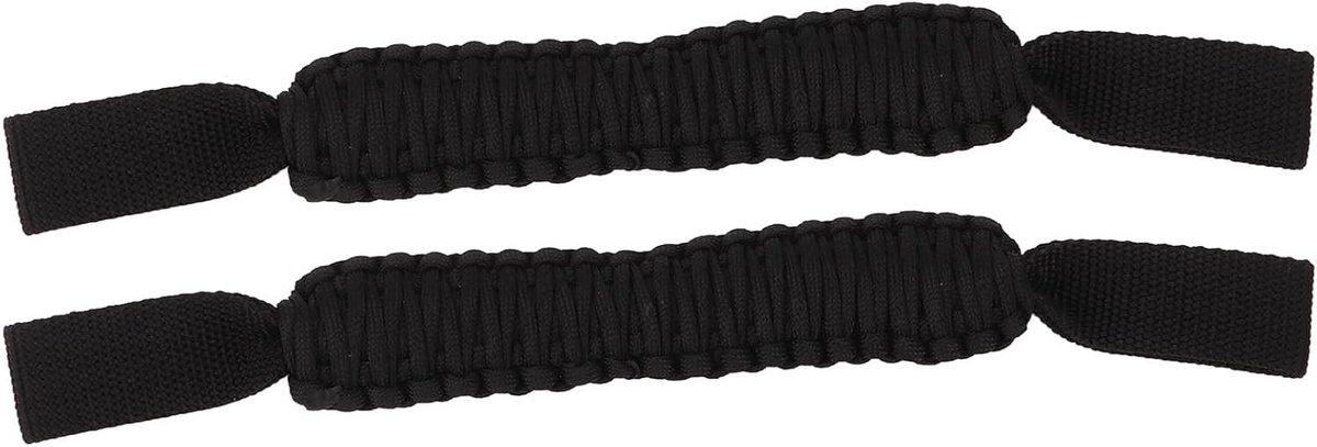 SnelShoppen - Hoofdsteun Handgrepen 29,6 Cm Universele Antislip Paracord Handvatten voor Auto SUV ATV UTV RV - Zwart