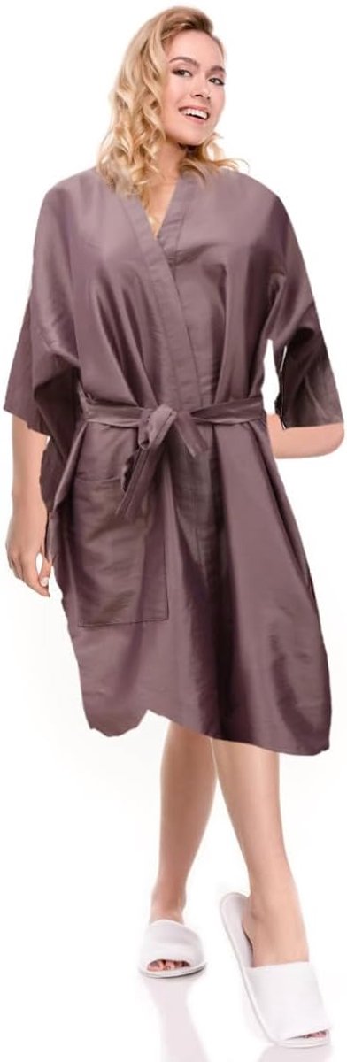 SnelShoppen - Mannen Badjas, Haarmode Salon Cape, Kimono, Nachtjapon, Cosmetica Spa, Stijlvolle Draagbare Badrobe voor Klanten, Comfortabele Wellness