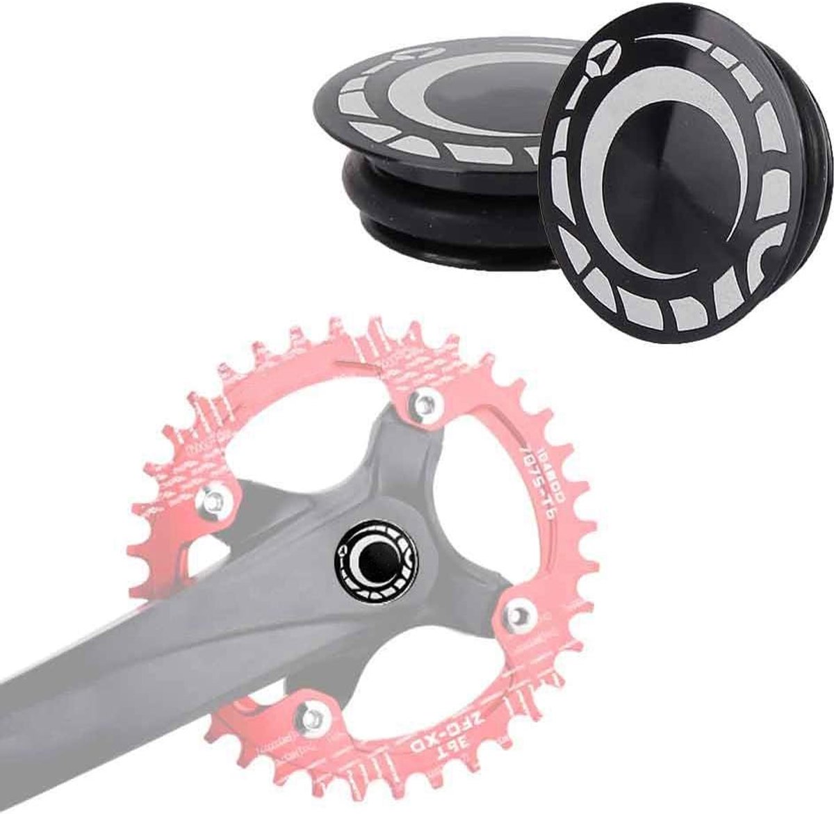 SnelShoppen - Crank Cover Fiets Crankarm Schroef Crankbescherming Aluminium Legering Zwart Mountainbike Holle Crankdop Anti-Stof Bescherming Fietsacce
