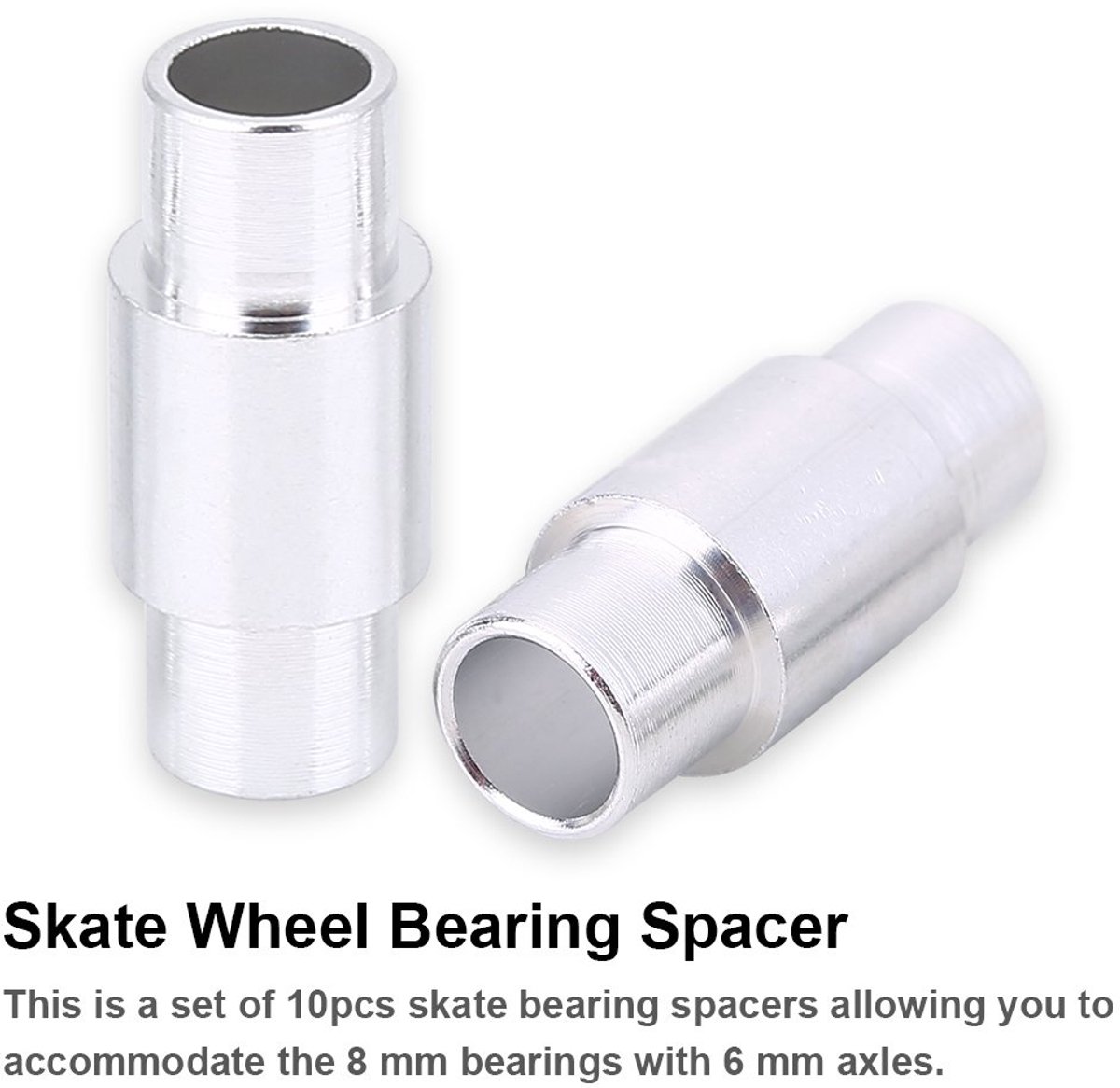 SnelShoppen - Skate Spacer 10 stuks Aluminium Legering Skate Wielen Lager Separator Voor Inline Skaten 8/6mm