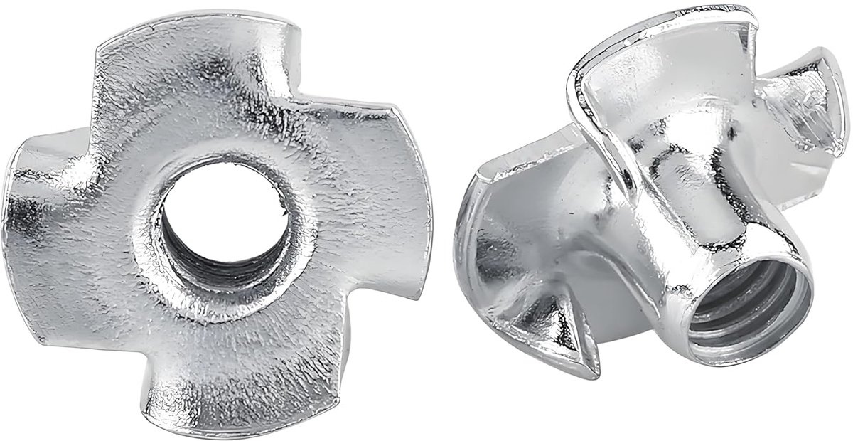 SnelShoppen - T-Nuts Set van Galvanized Carbon Steel met Vier Tanden, Perfect voor Houtbewerking, M3×50, Roestbestendig en Eenvoudig te Installeren