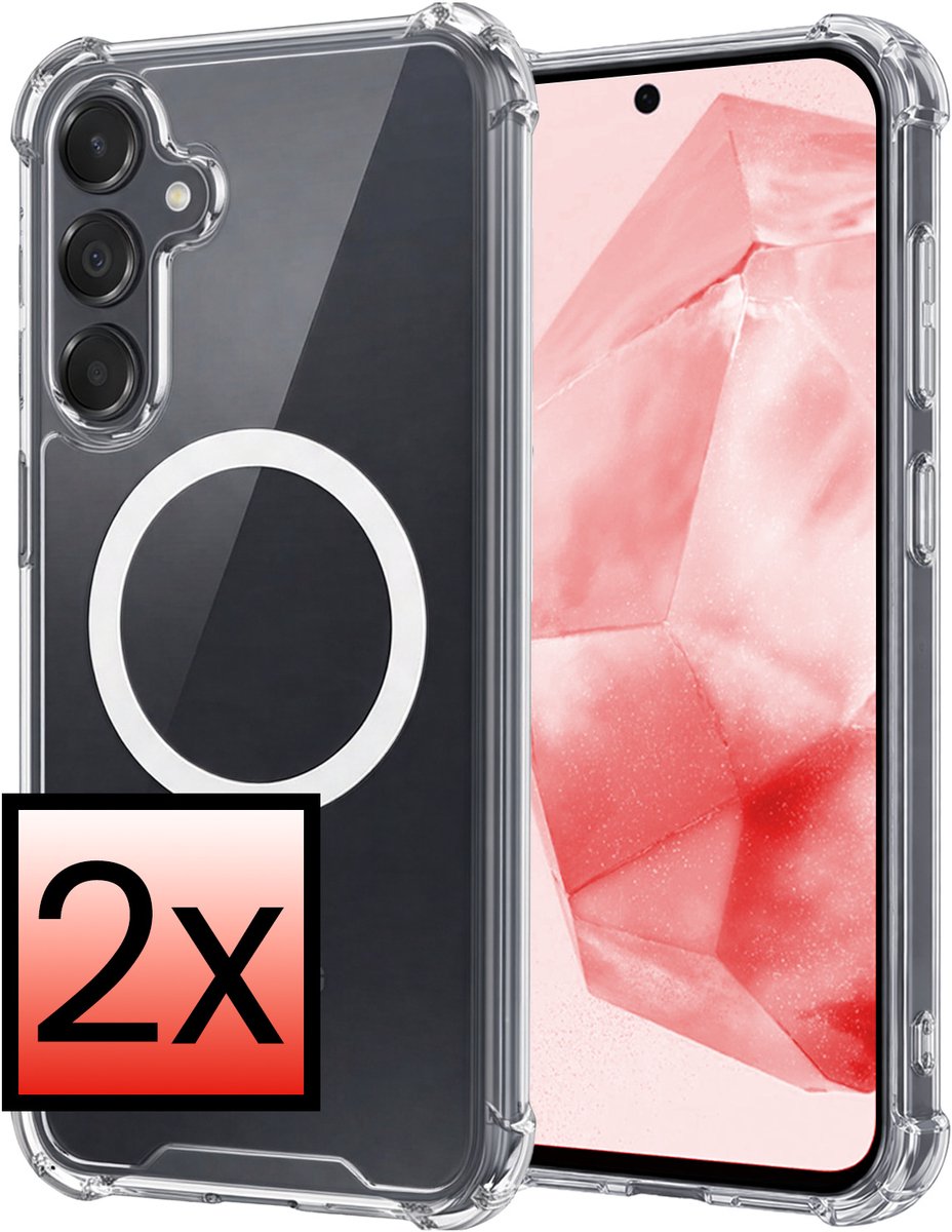 Hoesje - 2 Stuks - Geschikt voor Samsung Galaxy A35 - Magsafe Compatible - Sterk & Shockproof - Back Cover - Shock Proof Case - Telefoon Hoes - Transparant