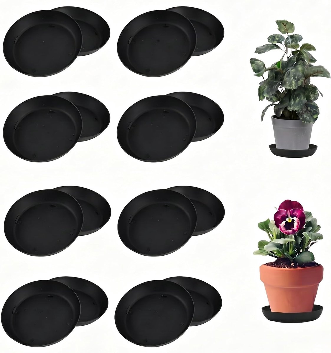 Planten Schotels - Bloempot Onderzetters - Planten Verzorgen - Hittebestendig Ontwerp - 20 Stuks - Zwart