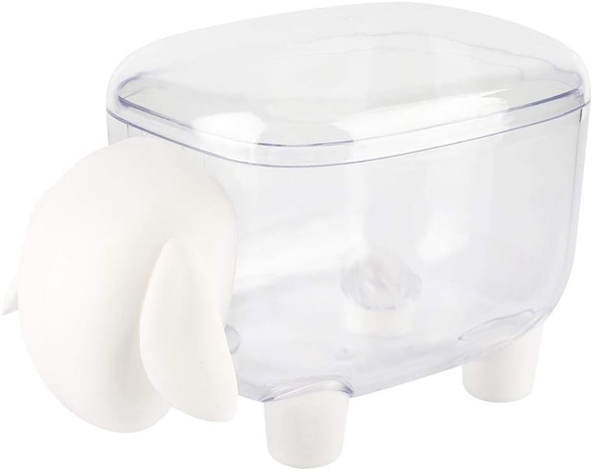 SnelShoppen - Cotton Rod Holder Plastic Schapenvorm Badkamer Vanity Opbergruimte Organizer voor Wattenbollen Wattenstaafjes Tandenstokers (Wit)