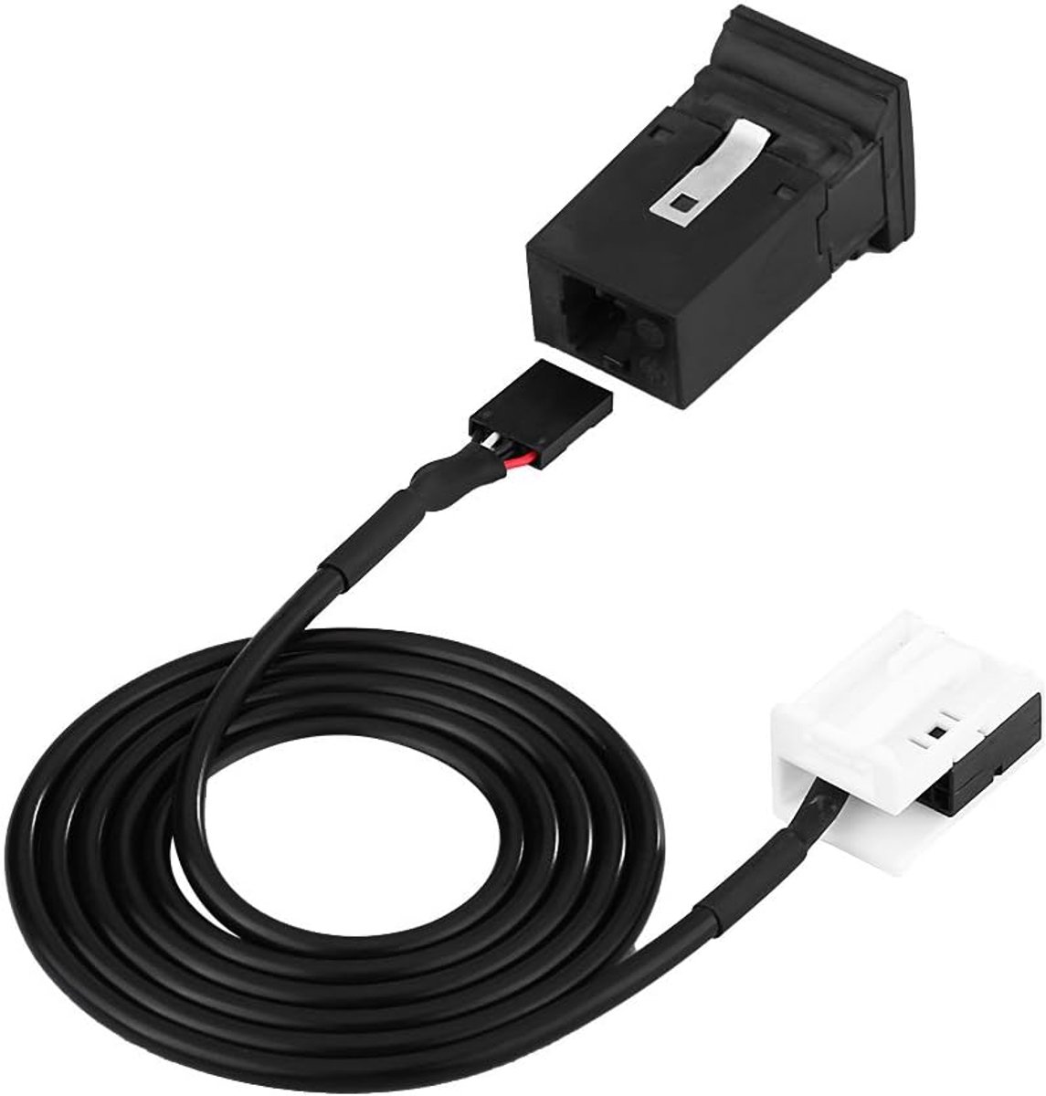SnelShoppen - Car USB Adopter, AUX Audiokabel Switch & Kabel 101 cm voor Volkswagen /GLI MK5 2006-2010, Rabbit 2006-2009, /GTI/R MK5 - Eenvoudige Inst
