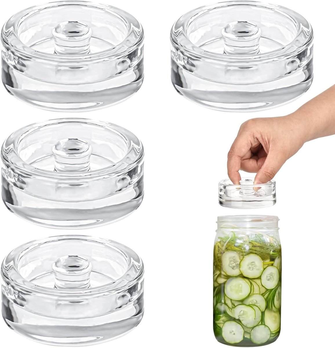Fermentatiegewichten set van 4 stuks voor het fermenteren van voedsel met handige grip en opening voor overtollige verf