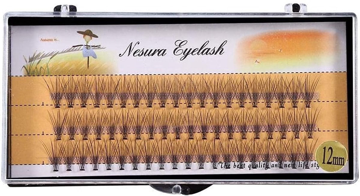 SnelShoppen - 60 Knopen Kunstmatige Wimpers, 3D Zacht en Herbruikbaar, Luxe Wimpers, Licht en Fluffy Wimper Effect, 12 mm, Perfect voor Make-up en Fee
